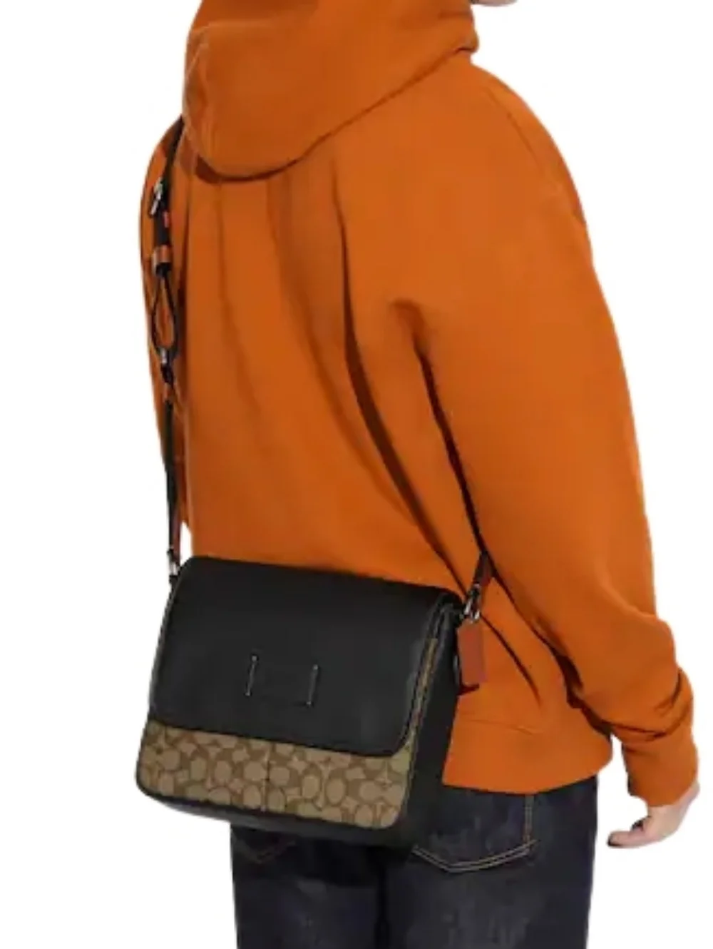 Coach Sprint Map Bag 25 Black Leather & Brown Signature Messenger Bag